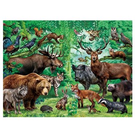 BenBen Puzzles for Kids Ages 4-6, Double Sided 100 Piece Puzzles for Kids, 2 in 1 Puzzle, Wild Animals, Learning Educational Jigsaw Puzzles Toys for Boys Girls (15.75” x 11.75”)