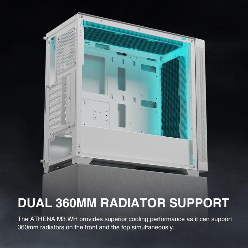 GAMDIAS White ATX Mid Tower Computer Case Tempered Glass, Gaming