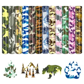 HTVSTD Galaxy Heat Transfer Vinyl - 12 Sheets 12 x 10 Inches Galaxy Patterned Watercolor HTV Vinyl Heat Transfer Vinyl for T-Shirts DIY Iron on Vinyl Compatible with Sillhoutte Cameo and Cricut