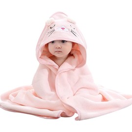 MPERO Baby Hooded Towel – Ultra Soft Hooded Baby Bath Towel for Newborns & Toddlers, Absorbent Cotton Baby Towel with Hood, Cute Animal Design, Gentle on Sensitive Skin (Pink)