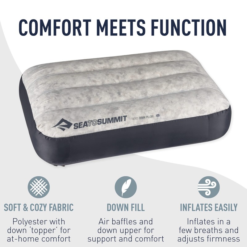 SEA TO SUMMIT Aero Down Pillow, Deluxe, Gray