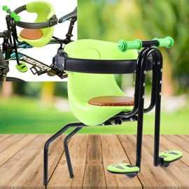 Child Bike Seat Green Baby Bike Seat with Pedal Nonslip Handrails Front Mount Child Bicycle Seat for Adult Bike