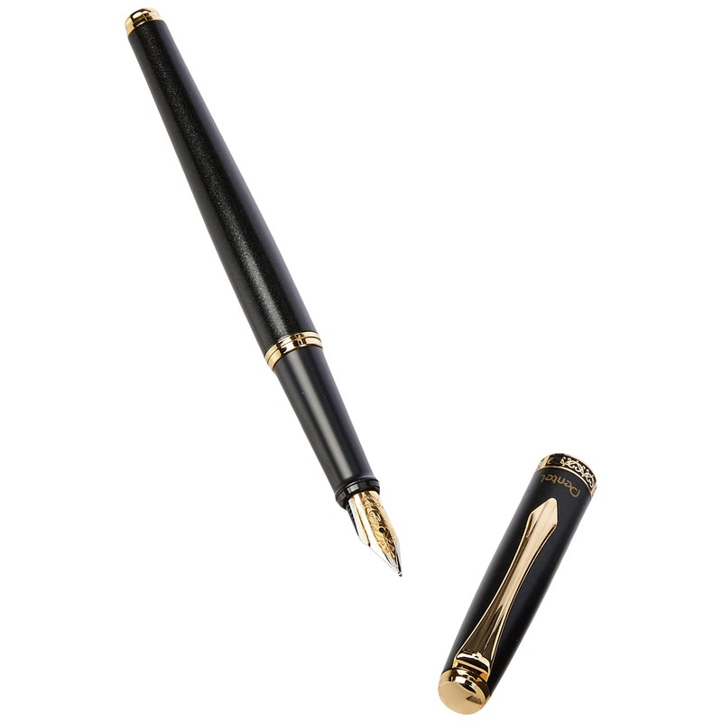 Pentel Sterling Fountain Pen Obsidian Barrel with Gift Box, Black