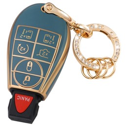 WSAuto Key Fob Cover No Cap Cover with Metal Keychain Compatible with Chrysler Town and Country Dodge Grand Caravan Car Keyless Entry Remote Control Accessories Soft Case Shell Blue