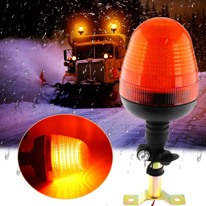 MAIALOT 60 LED Rotating Flashing Amber Beacon Light, Flexible Mount