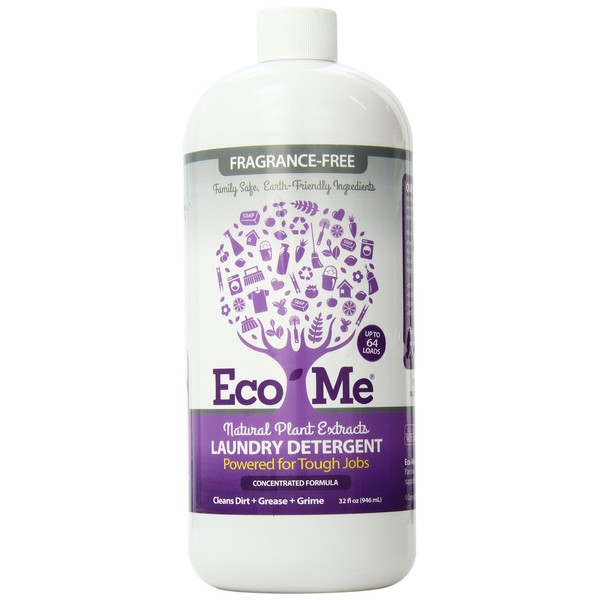 Eco-me Plant Based Concentrated Laundry Detergent, Fragrance-Free, Clear, Unscented, 32 Fl.Oz