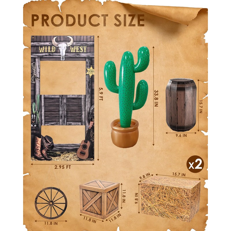 HAYVAN Foldable Western Party Decorations, 7 Pieces Western Decor