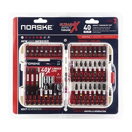 Norske Tools 40pc Screwdriver Bit Set, Impact Torsion, PH & SQ Float Collar, Socket Adapters, Nutsetters and Magnetic Bit Holder