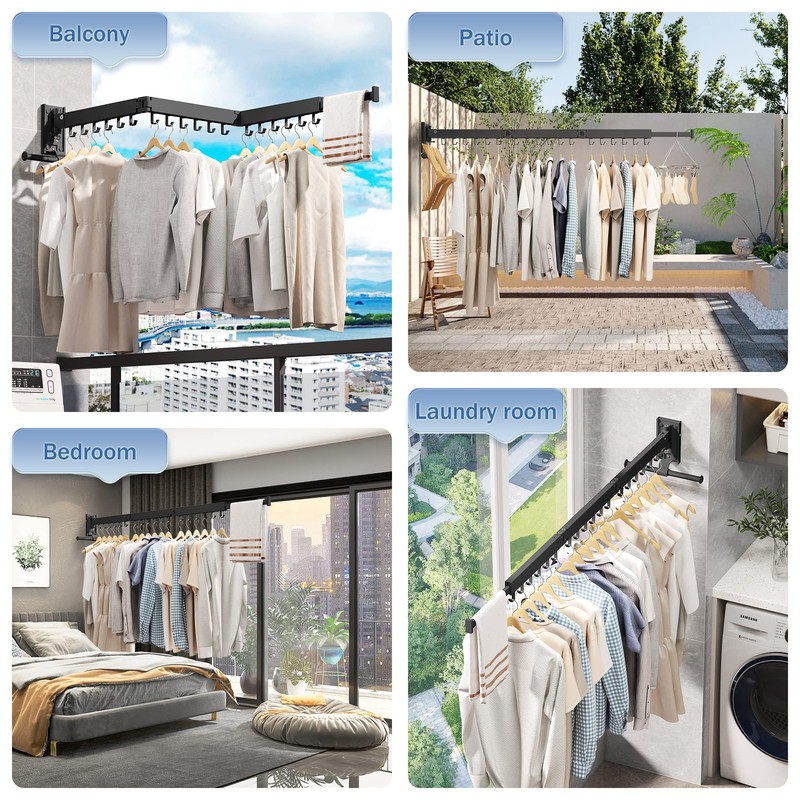 LIENAHU Clothes Drying Rack Wall Mounted(can fold Upward),Laundry Drying Rack,Laundry