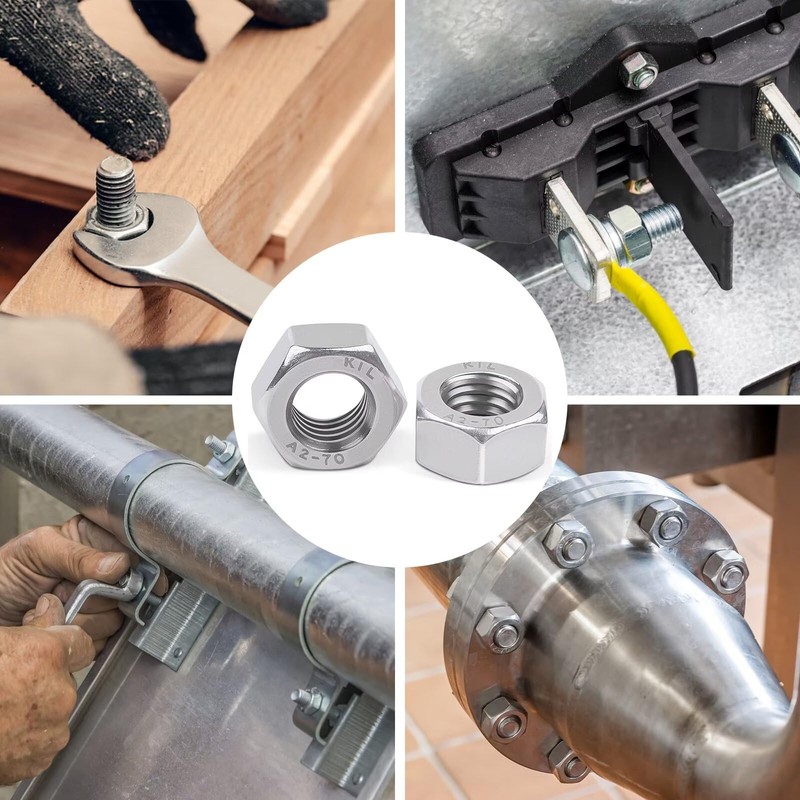 Pack of 10 Hex Nuts M8, Leryati DIN934 Nut M8