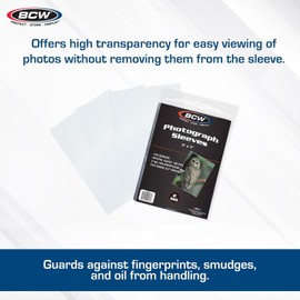 BCW 5x7 Photo Sleeves - 200 ct - Acid Free, No PVC | for Photo Books and Storage | Clear Plastic | Fits Sheet Protectors and Toploaders | Archival Quality