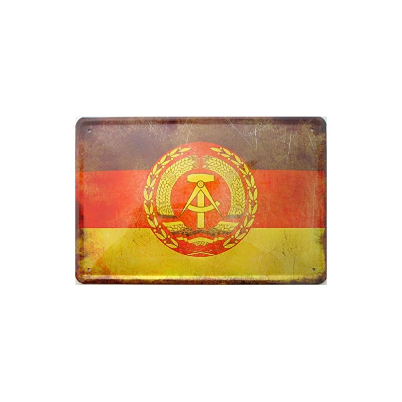 Tin Sign with Retro 19 Countries Flags DDR German Democratic