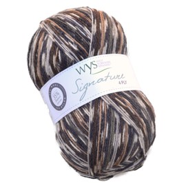 WYS Bluefaced Leicester Wool / Sock Wool self pattern "Signature 4ply Sock Yarn 100g | Dk Yarn/Wool 877 - Owl Print Cotton Musterbildend with Blue Faced Leicester Wool