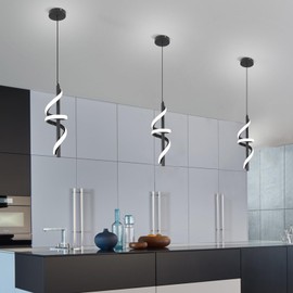Vloitgol Spiral Led Pendant Light Fixtures, 5500K Cold White Modern Led Pendant Light Kitchen Island, Adjustable Height Kitchen Island Lights Fixtures for Dining Room Kitchen Bedroom Sink