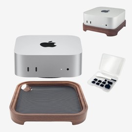 2024 Upgraded Mac Mini M4 Mount Includes Dust Plugs, Cooling Stand with Dustproof Mesh, Wooden Mac Mini Accessories, Heat Dissipation Base for Latest Apple Mac Mini M4 Pro, Port Dust Covers (Ultra)