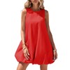 YEXPINE Women's Bubble Mini Dress Sleeveless Crewneck Keyhole Tie Back