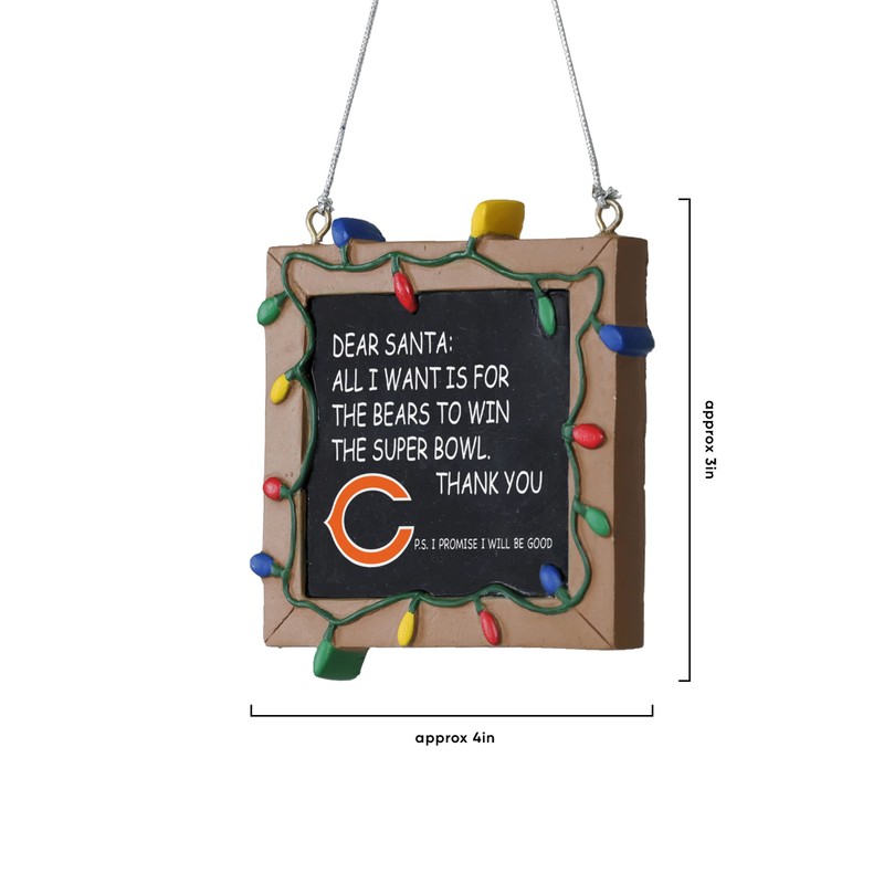 FOCO Chicago Bears Resin Chalkboard Sign Ornament