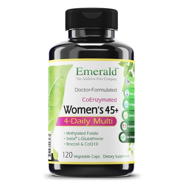 Emerald Labs Women's 45+ Clinical+ Multi - Clinical 4-Daily with Coenzymated B's, Methylated Folic Acid, Plus Setria L-Glutathione, CoQ10, K2 and Broccoli Extract - 120 Vegetable Capsules