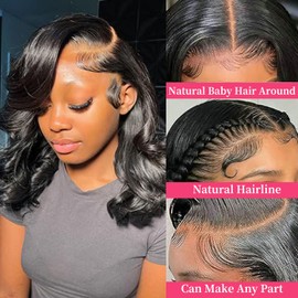 Wepwcod Bob Wigs Human Hair Glueless 13x4 HD Lace Closure Glueless Human Hair 180% Density Short Straight Wig for Black Women (BW Bob Wig-Natural Color, 12 Inch)