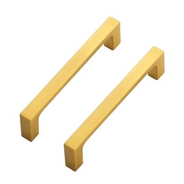 Ravinte 30 Pack Solid 4 Inch Square Cabinet Handles - Brushed Brass Drawer Pulls - Kitchen Hardware and Handles
