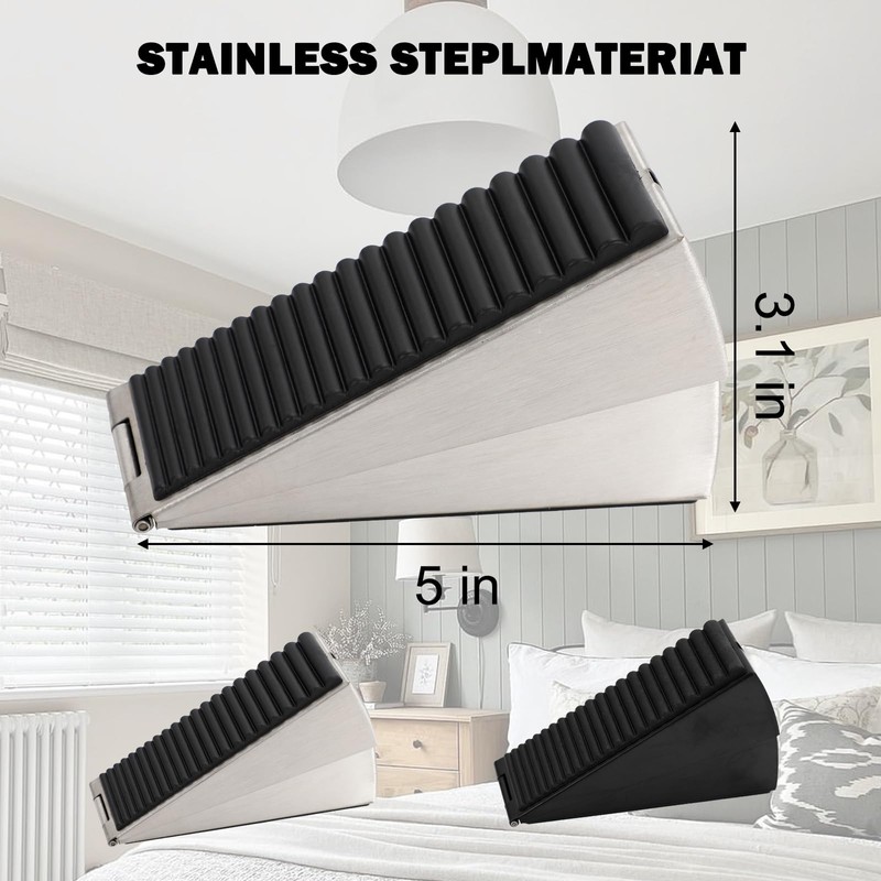 Heavy Duty Door Stopper, 2 Pack Stainless Steel Adjustable Spring