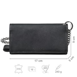 STILORD 'Leonidas' Men's Leather Wallet with Chain RFID Wallet Genuine Leather Vintage Wallet Men's Wallet Made of Genuine Leather, black, coin purse