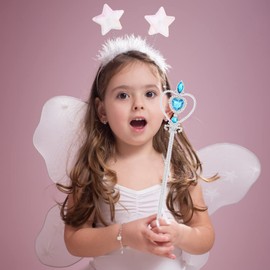 TIESOME Fairy Magic Wand, Princess Wand with Rhinestones Glitter Angel Wand Fairy Wand Kit Princess Party Favors for Costume Cosplay Birthday Party Supplies (Blue)