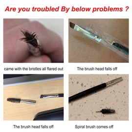 Bueart Design BLADE EDGE SHAPED Duo Eyebrow Eyelash Brush Professional Double-Ended Angled Eye Brow Eyeliner Brush and Spoolie Mascara Brush (White & Rose Gold)