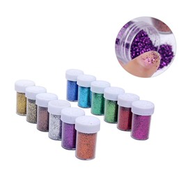 Hohopeti Multi-Color Glitter Pigment Set 12 Bottles Powder for Nail Art Decorative Glitter