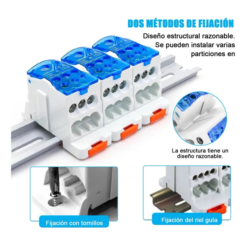 6caja Conexiones Eléctricas Bloque Distribución Riel Din 80a