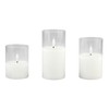 Stonebriar Set of 3 LED Pillar in Clear Glass Hurricane