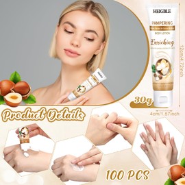 Heigble 100 Pack Travel Size Body Lotion Shea Butter Cocoa Butter Body Cream 1 oz Dry Skin Moisturizer with Flip Cap for Extra Dry Skin, Inns, Hotels Resorts, Airlines, Offices, Gyms and More