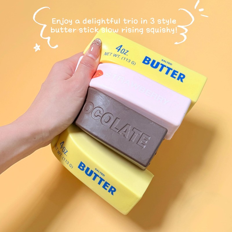 4 Pack Butter Squishy Toy, Super Soft Butter Shape Slow