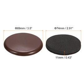 sourcing map Furniture Sliders, 4Pcs 3.5" - Plastic Removable Reusable Round Sliding Pads, Dual-purpose Chair Glides for Carpeted Tile Vinyl Hardwood Floor (Brown)