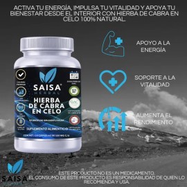 Hierba De Cabra En Celo | Epimedium Spp | Suplemento Alimenticio | 500 Mg | 120 Cápsulas | Vitalidad Energía Natural