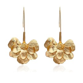 TOFBS Women's Golden Earrings Fashion Delicate Flower Metal Leaf Earring Suitable for All Occasions Fashion Trend Decoration, Alloys