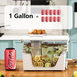 HOLTPHILI Small Drink Dispenser for Parties, 1 Gallon Beverage Dispenser with Stand, Juice Lemonade beverage dispenser with Spigot for Fridge, Clear