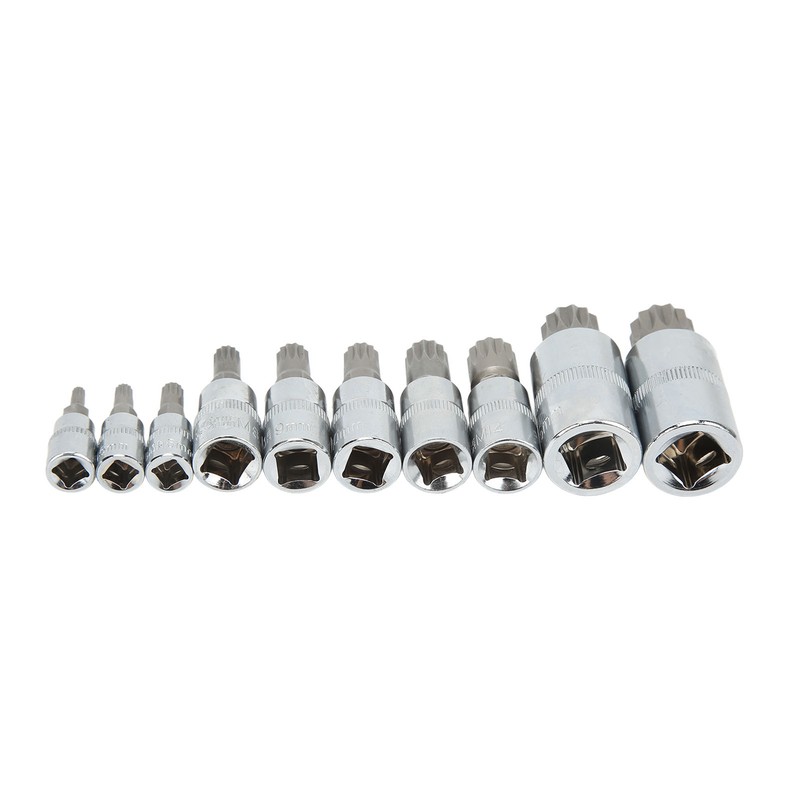 10PCS Triple Square Spline Bit Socket Set Low Wear Accurate