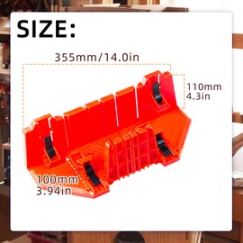 Mitre Box Saw Storage, 14 Inch Cutting Saw Wood Cutting Mitre Box Made of Plastic, Cutting Box Hand Saw Hardware Tool for Picture Frames, Flooring Cutting Angle 22.5°, 45° and 90°