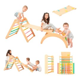 Triángulo Pikler Montessori Multicolor Con Rampa Y Balancin                                                                                           
