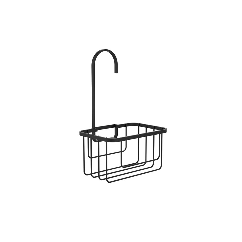 Croydex Matt Black Hook Over Shower Caddy, Durable Powder-Coated Mild