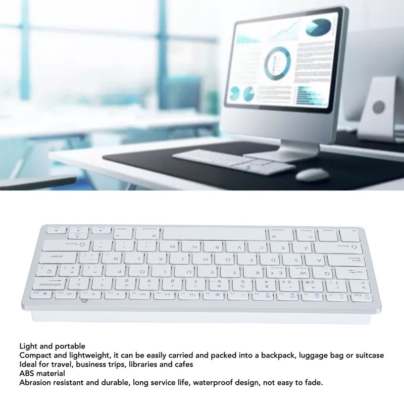 78 Keys Spanish Wireless Bluetooth Keyboard Thin Lightweight Silent Spanish