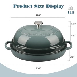 EDGING CASTING Enameled Oval Cast Iron Dutch Oven Pot with Lid, Bread Dutch Oven for Sourdough Bread Baking, 6QT, Slateblue