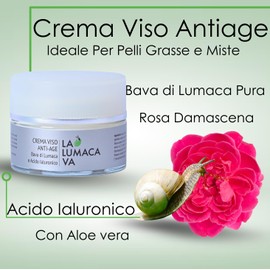LA LUMACA VA Gesichtscreme für fettige und gemischte Haut mit reinem Schneckenschleim, Hyaluronsäure und Aloe Vera, Anti-Falten-Gesichtscreme, feuchtigkeitsspendende und straffende Wirkung, 50 ml,