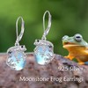 Frog Earrings for Women 925 Sterling Silver Moonstone Dangle Earrings