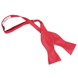 DQT Plain Solid Check Men's Formal Wedding Self Tie Bow Tie Red