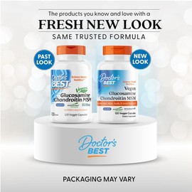 Doctor's Best Vegan Glucosamine Chondroitin MSM - Joint Health Support Supplement for Women & Men, Nutritional Support for Joint Strength, Hair, Skin, & Nails, Gluten Free, Non GMO - 120 Veg Capsules