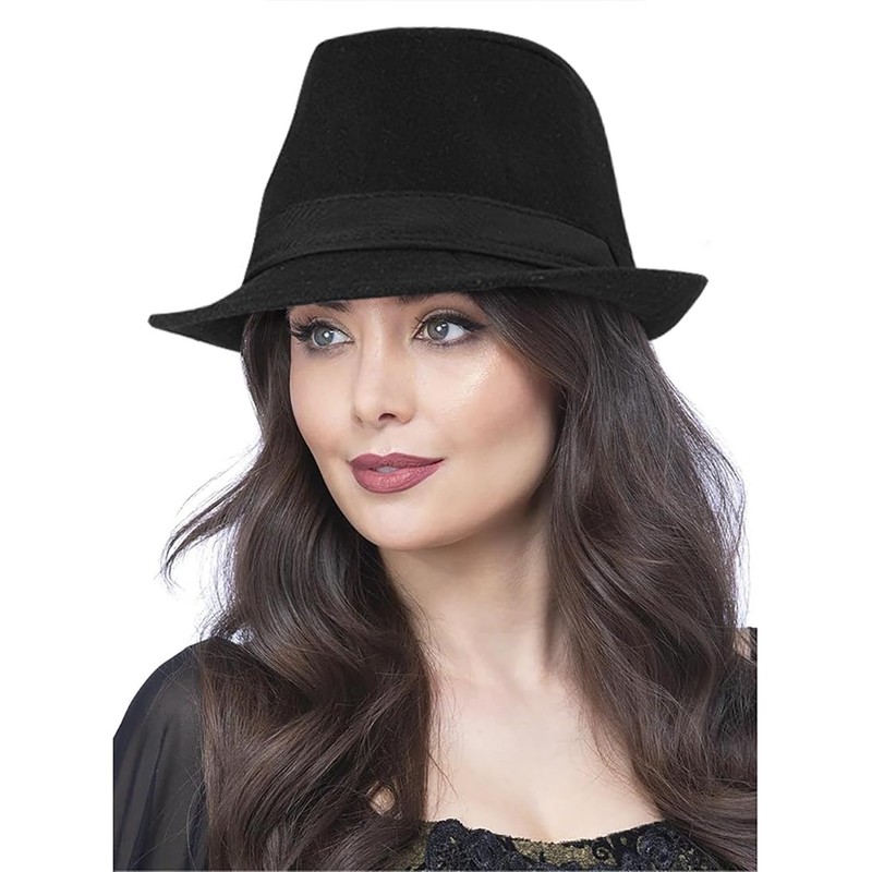 Initlove Mens Fedora Hat Classic Felt Panama Hat Short Brimmed
