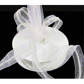 MIABE Ribbons Supplies for 10 Yds Sale Wedding Pearl Center Sheer Trim Ribbon 7/8" W for Gift Wrap, Holiday Decor, Garland, Gifts, Wrapping, Wreath, Gift Bow,Craft Projects.