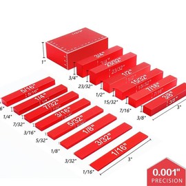 Setup Blocks Height Gauge Set, 15PCS Precision Aluminum Setup Bars for Router and Table Saw Accessories Woodworking tools, Laser Engraved Size Markings Gauge Set Up Blocks